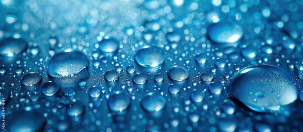 Water Drops on a Blue Surface Water Drops on a Blue Surface