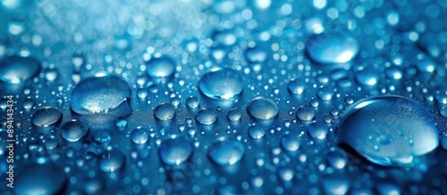Wallpaper Mural Water Drops on a Blue Surface Torontodigital.ca