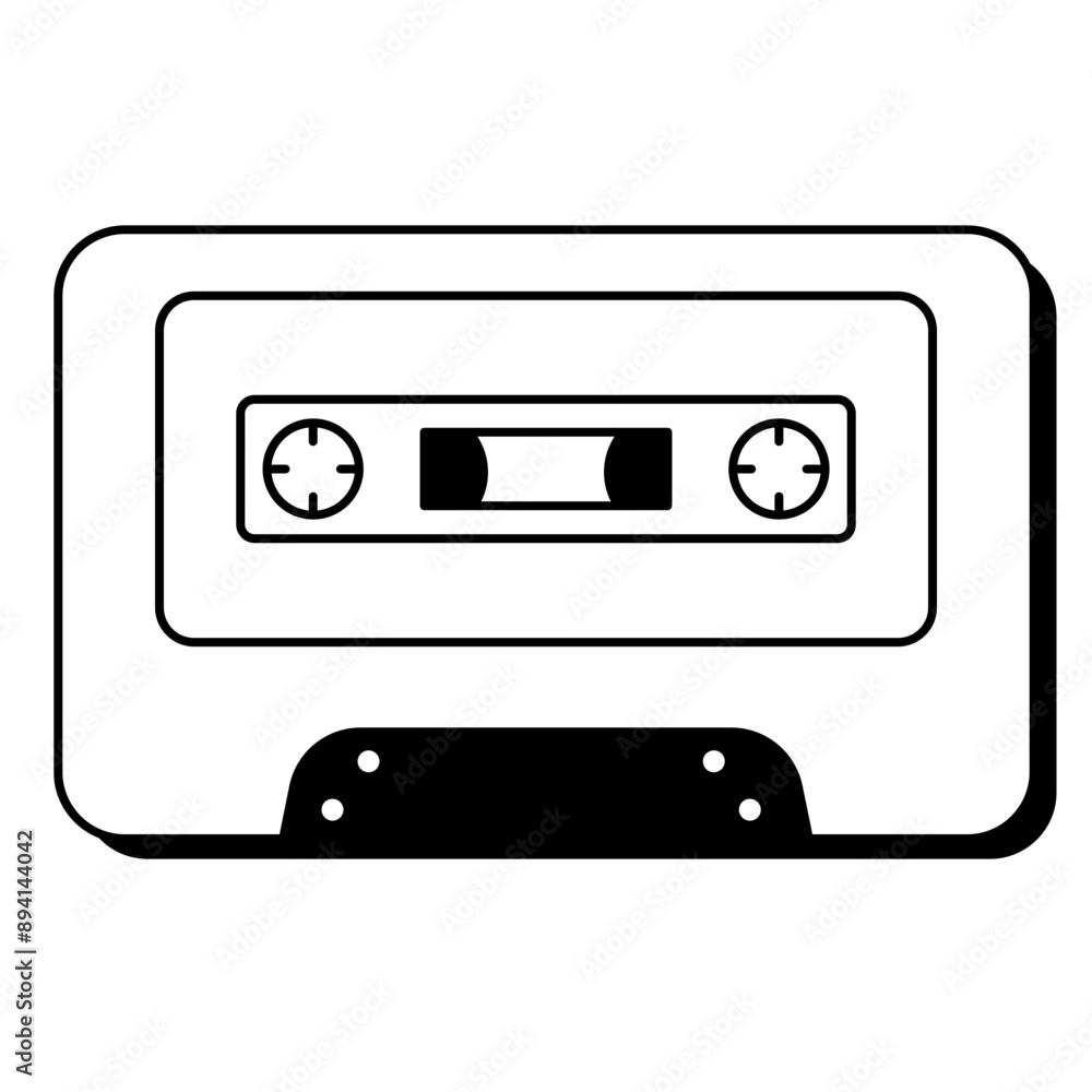 Fototapeta premium Cassette Tape Retro Doodle. vector illustration 