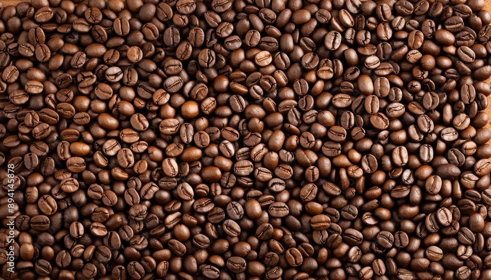Roasted Coffee Beans Close Up, Top View Roasted Coffee Beans Close Up, Top View