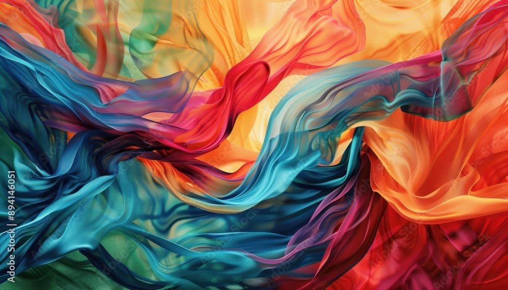 Colorful Fabric Swirling in a Studio Setting Colorful Fabric Swirling in a Studio Setting