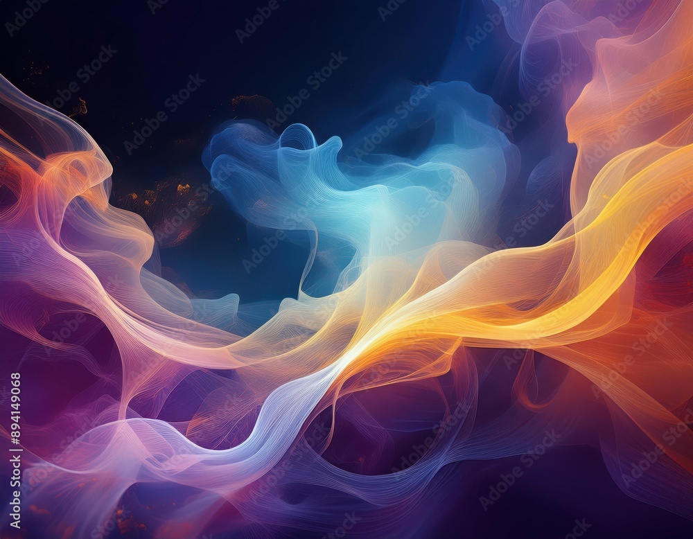 Obraz premium Elegant Abstract Smoke Art: Organic Shapes and Mysterious Trails