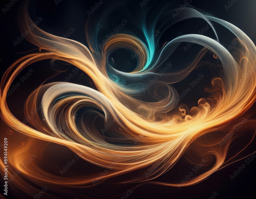 Obraz premium Elegant Abstract Smoke Art: Organic Shapes and Mysterious Trails