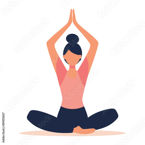 Woman meditating in yoga pose, illustration
