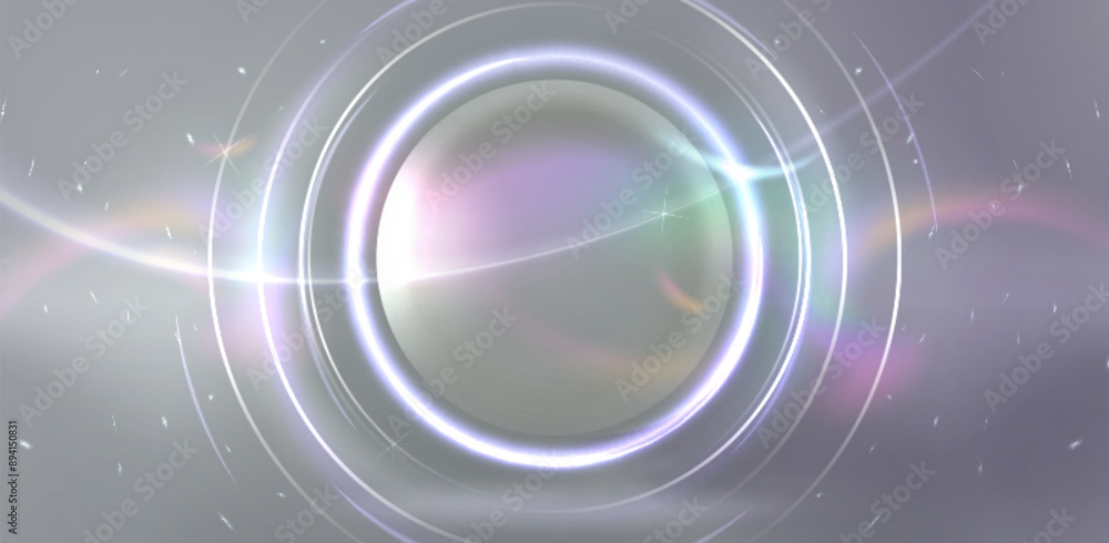 White neon light halo effect. Vector realistic illustration of banner background with abstract round frame, shiny particles sparkling around magic energy portal, solar eclipse, holographic aura flare White neon light halo effect. Vector realistic illustration of banner background with abstract round frame, shiny particles sparkling around magic energy portal, solar eclipse, holographic aura flare