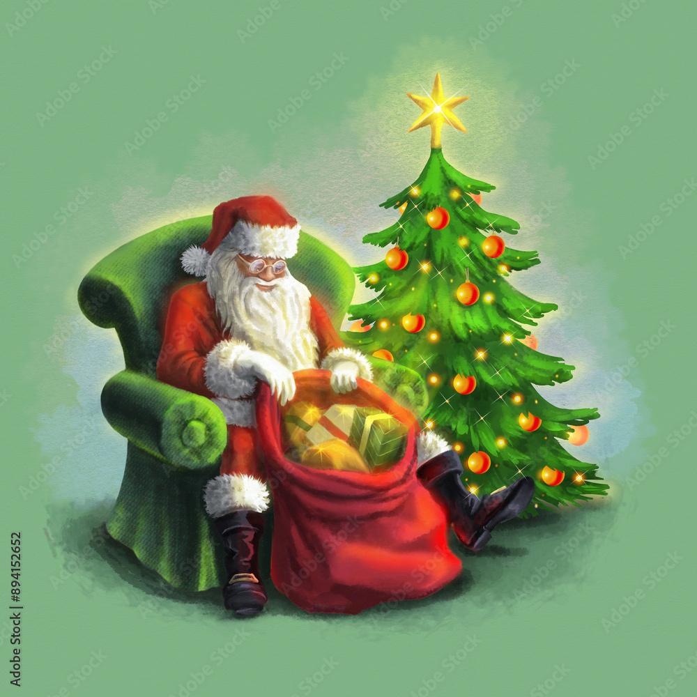 Santa sitting in the Chair Christmas Card Santa sitting in the Chair Christmas Card