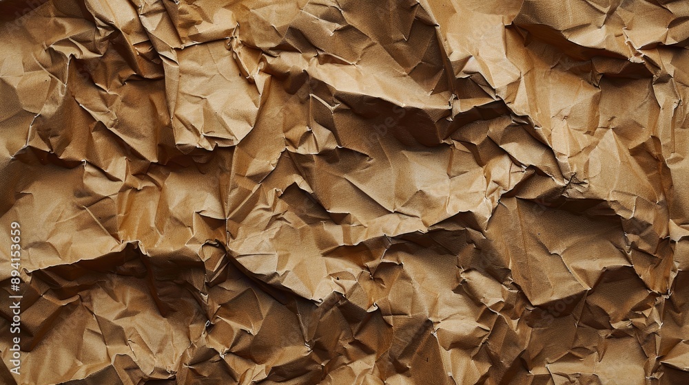 Crumpled brown paper with scuffs and waves Crumpled brown paper with scuffs and waves