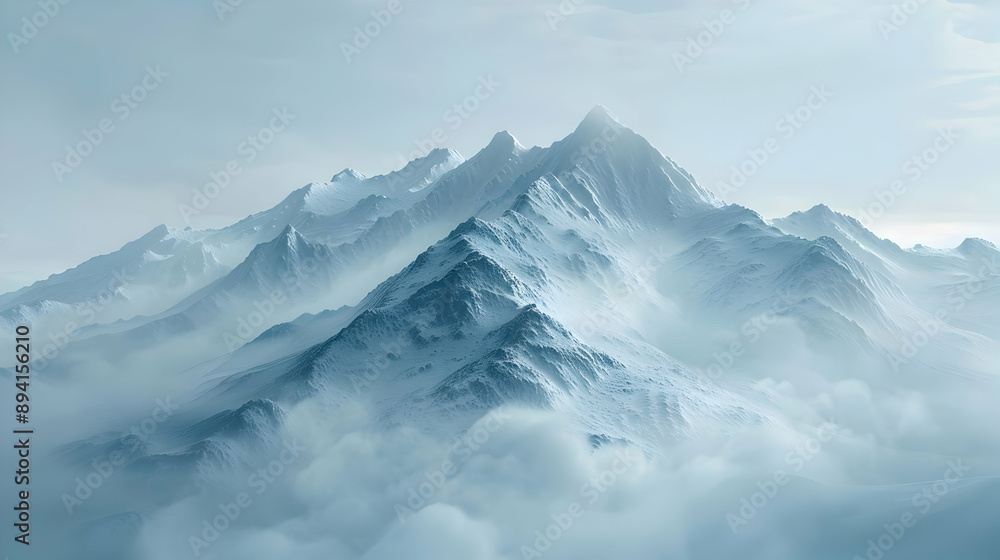 Snowy Mountain Peaks in Fog Snowy Mountain Peaks in Fog