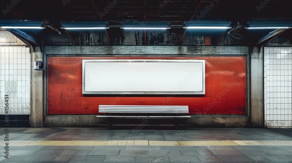 Empty advertisement board in train station Empty advertisement board in train station