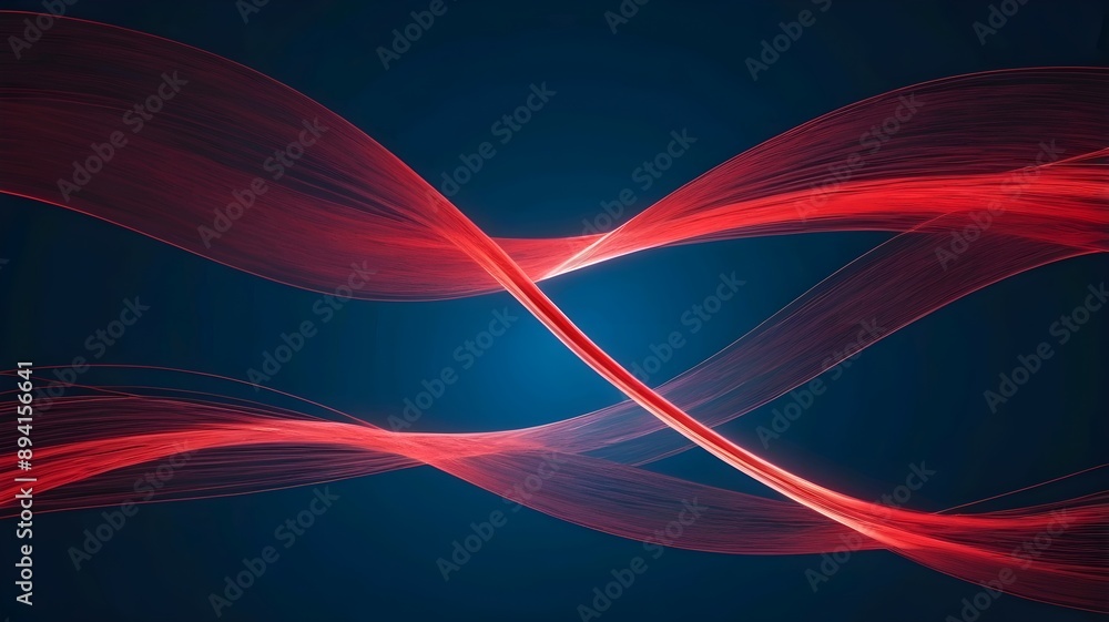 Naklejka premium Abstract red light trail on blue background