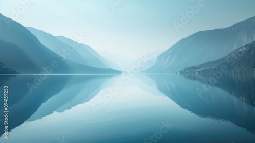 A serene and peaceful scene of a lake surrounded by mountains