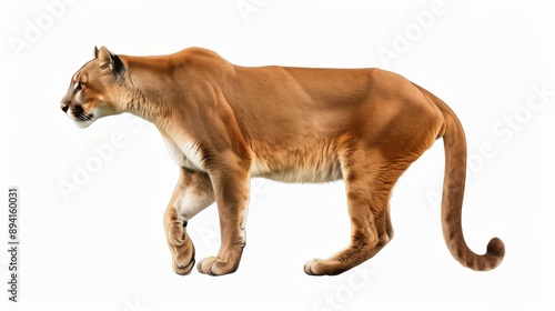 Stunning side view illustration of a mountain lion, ready to pounce on its prey in a mountainthemed design. photo