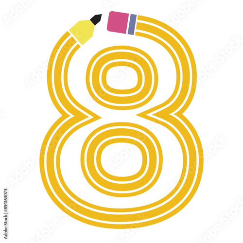 Number Eight: Pencil Stroke Illustration - Perfect Graphic Art for School Designs