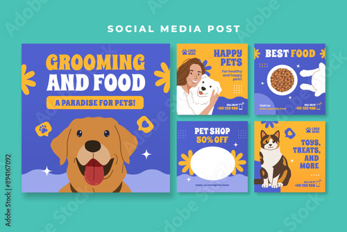 Pet shop, Pet care social media post template