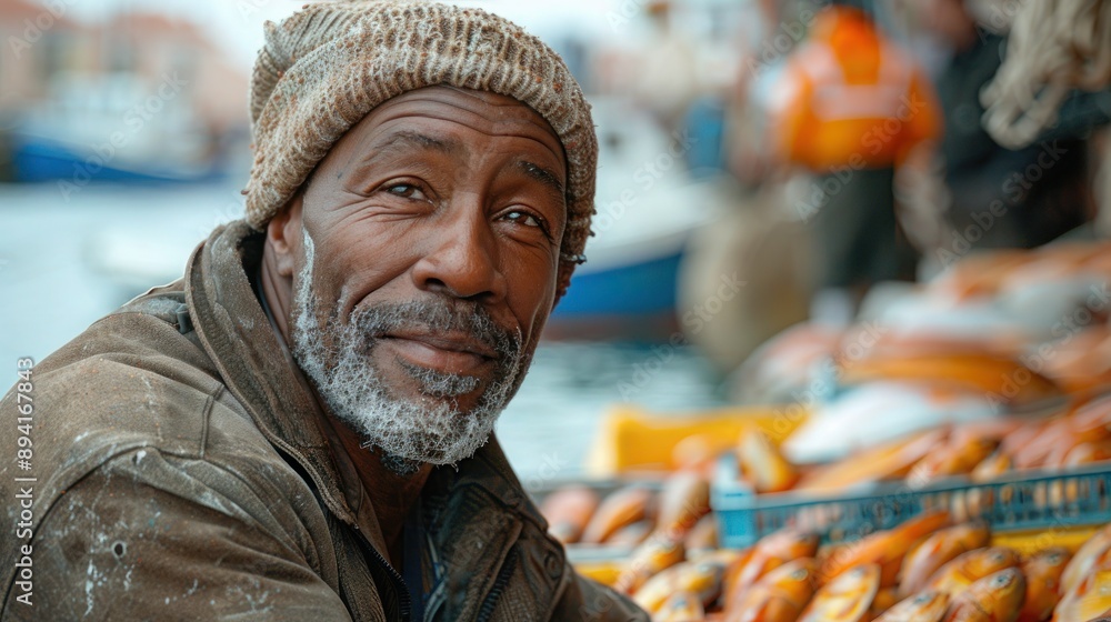 Harbor Fisherman with a Bountiful Catch Harbor Fisherman with a Bountiful Catch