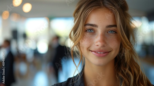 Wallpaper Mural Smiling Young Office Worker among Professional Peers Torontodigital.ca