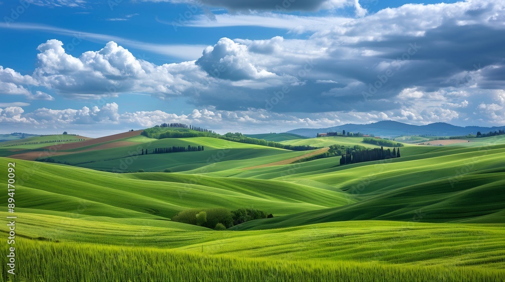 Rolling Hills of Tuscany Under a Cloudy Sky