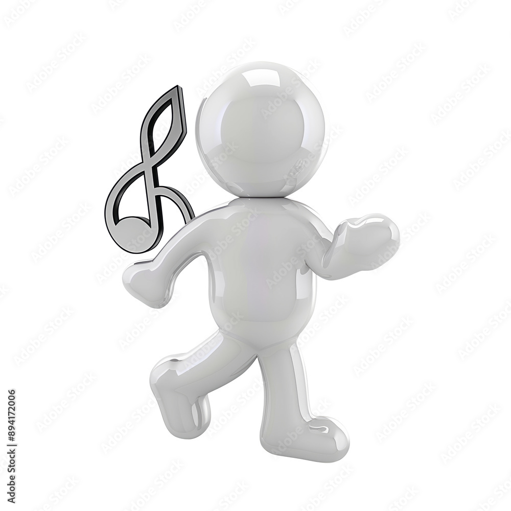 3D icon - man with Music Note icon, on isolated transparent background 3D icon - man with Music Note icon, on isolated transparent background