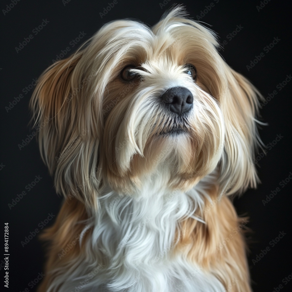 Adorable White Shih Tzu Puppies Portrait Isolated on White Background Adorable White Shih Tzu Puppies Portrait Isolated on White Background