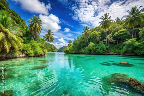 tranquil tropical paradise with stunning turquoise waters and lush greenery, Scenic, Tropical, Waters, Turquoise, Landscape