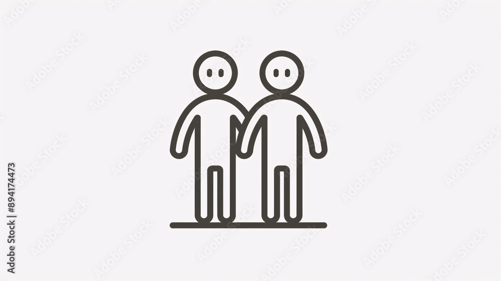 A simple friendship icon in a thin line style, isolated on a white background, symbolizing unity and support. Suitable for social media, communication, and community-related designs. A simple friendship icon in a thin line style, isolated on a white background, symbolizing unity and support. Suitable for social media, communication, and community-related designs.