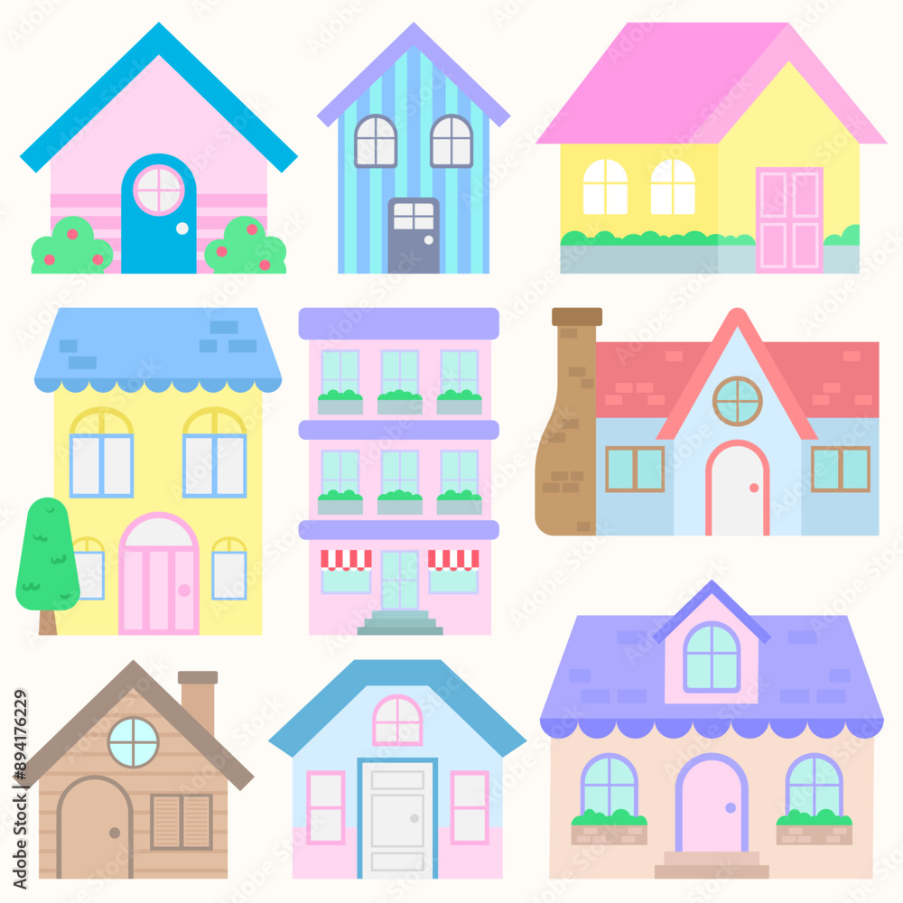 A Little town home sweet home hand drawn building architecture illustration A Little town home sweet home hand drawn building architecture illustration