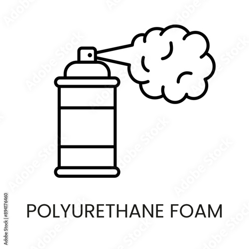 Polyurethane foam is sprayed from a can vector line icon with editable stroke