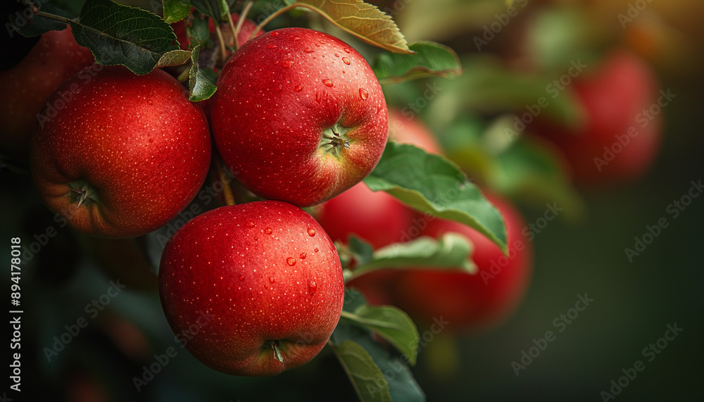 Crips apples on a tree looking ripe in nature