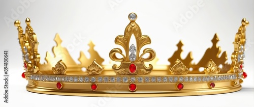 A stunning gold crown adorned with jewels, representing luxury and royalty, suitable for celebrations and ceremonial events