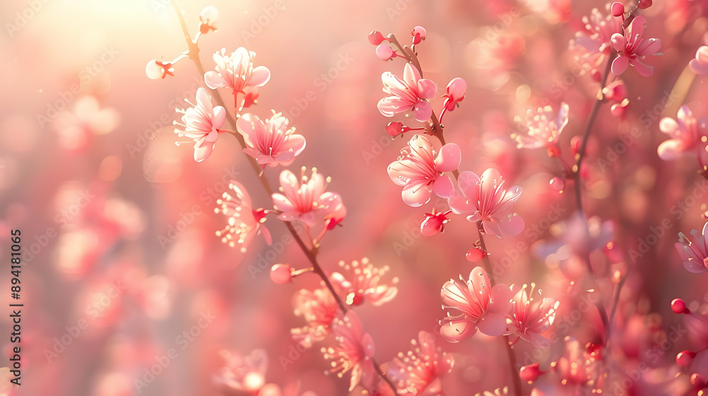 Soft Pink Cherry Blossoms in Sunlight Soft Pink Cherry Blossoms in Sunlight