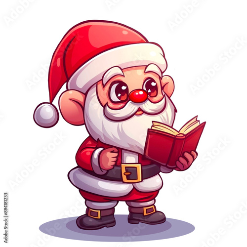 super cute santa claus reading gift list, 