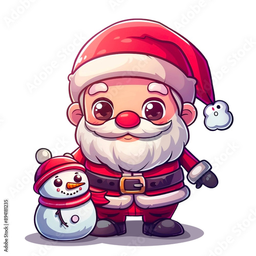 santa claus with a snowman, generated ai