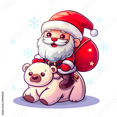 Santa Claus riding a polar bear 