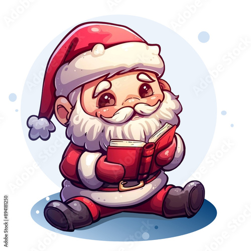super cute santa claus reading gift list, 
