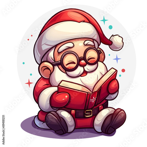 super cute santa claus reading gift list, 