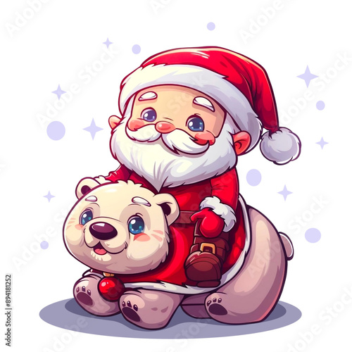 Santa Claus riding a polar bear 