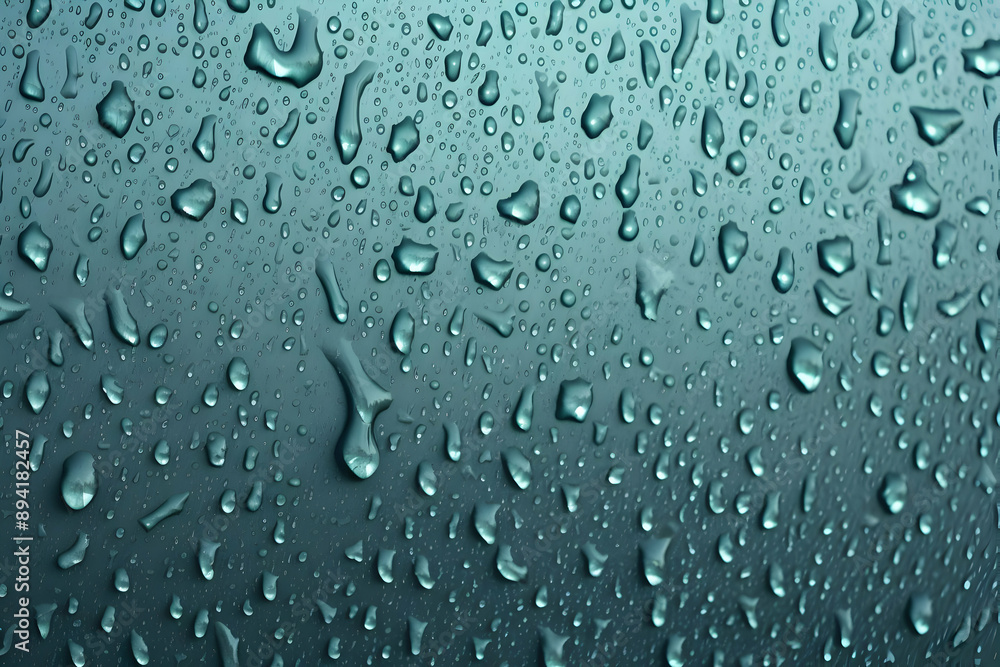 Water Droplets on a Teal Surface Water Droplets on a Teal Surface