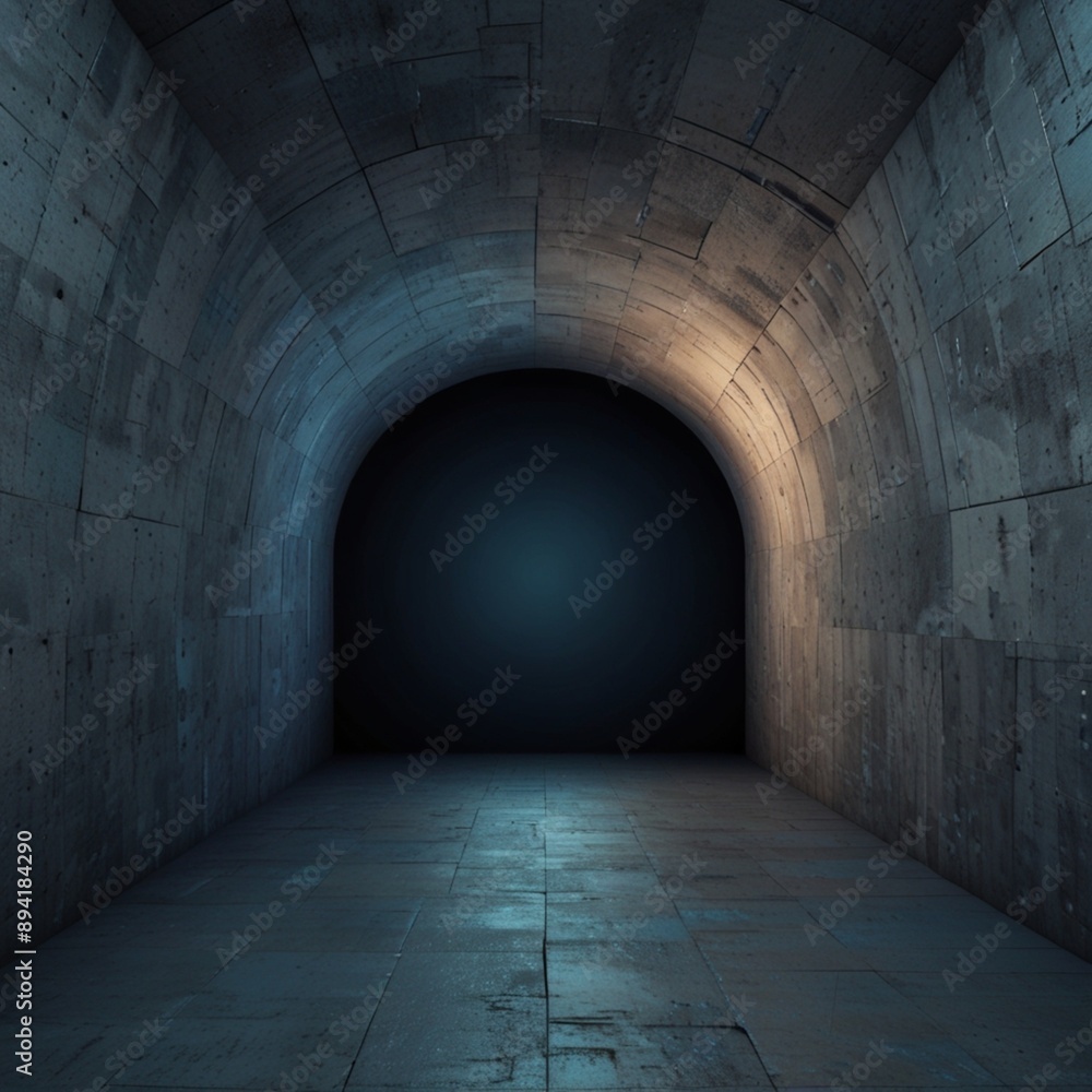 Obraz premium A tunnel with a blue sky and a light on it Abstract geometric gradient background 3D rendering