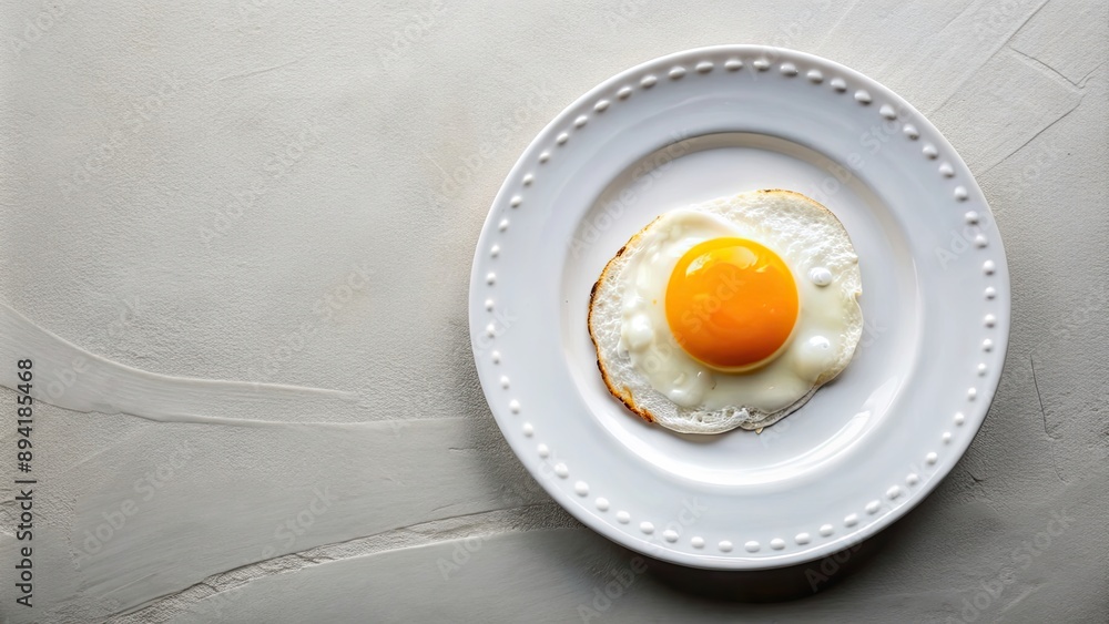 Freshly cooked sunny side up egg on a white plate , breakfast, food, fried, yolk, protein, delicious, morning, kitchen Freshly cooked sunny side up egg on a white plate , breakfast, food, fried, yolk, protein, delicious, morning, kitchen