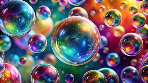 Fototapeta Naklejka Na Ścianę i Meble -  Colorful abstract desktop wallpaper with flying bubbles, abstract, pc, desktop, wallpaper, background, colorful, bubbles