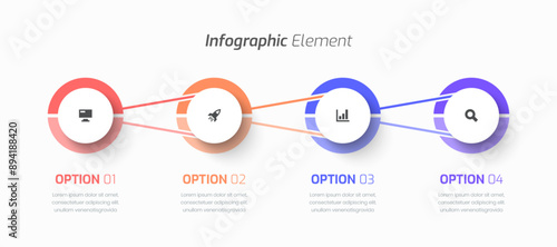 Vector Infographic Business with Circle Label, Icon, and 4 Option for Presentation