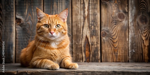 Playful ginger tomcat posing in front of a rustic wooden background, ginger, tomcat, cat, pet, playful, posing, animal, feline