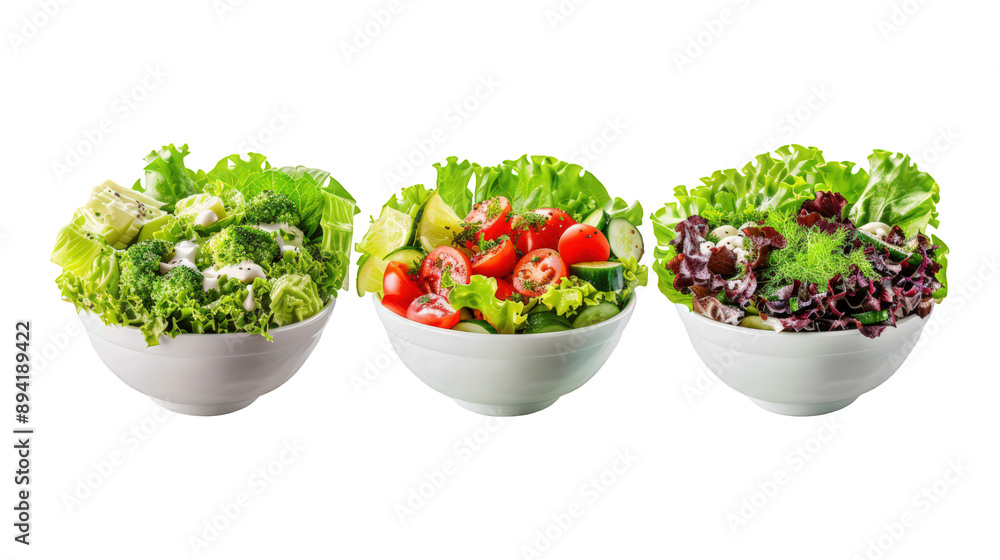 Collection Of Varieties Of Salads Caesar Garden And Greek For Healthy Eating Ads And Promotions isolated on transparent background. Generative ai Collection Of Varieties Of Salads Caesar Garden And Greek For Healthy Eating Ads And Promotions isolated on transparent background. Generative ai
