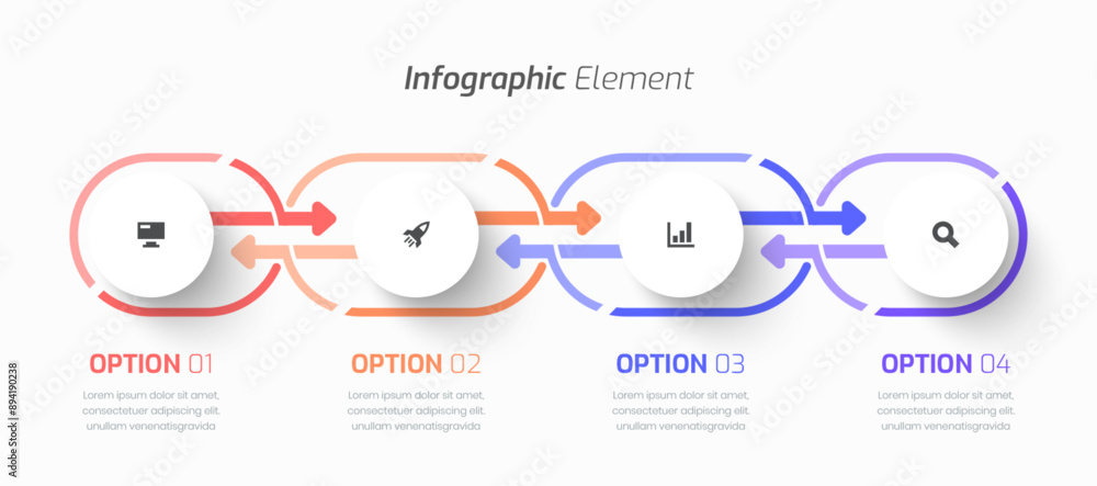 © Kamaroz Shidiq - Vector Infographic Business with Circle Label, Line, Arrow, Icon, and 4 Option for Presentation