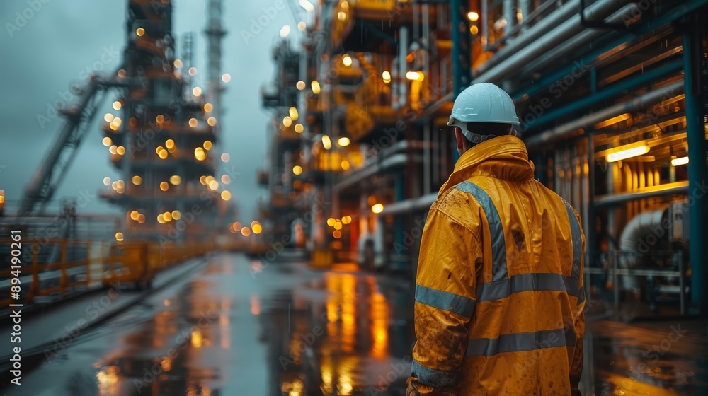 An oil and gas industry worker, maintenance and service in hazardous areas. An oil and gas industry worker, maintenance and service in hazardous areas.