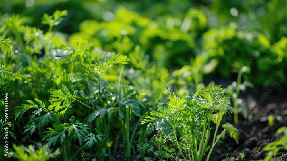 Carrot foliage in the field Carrot foliage in the field