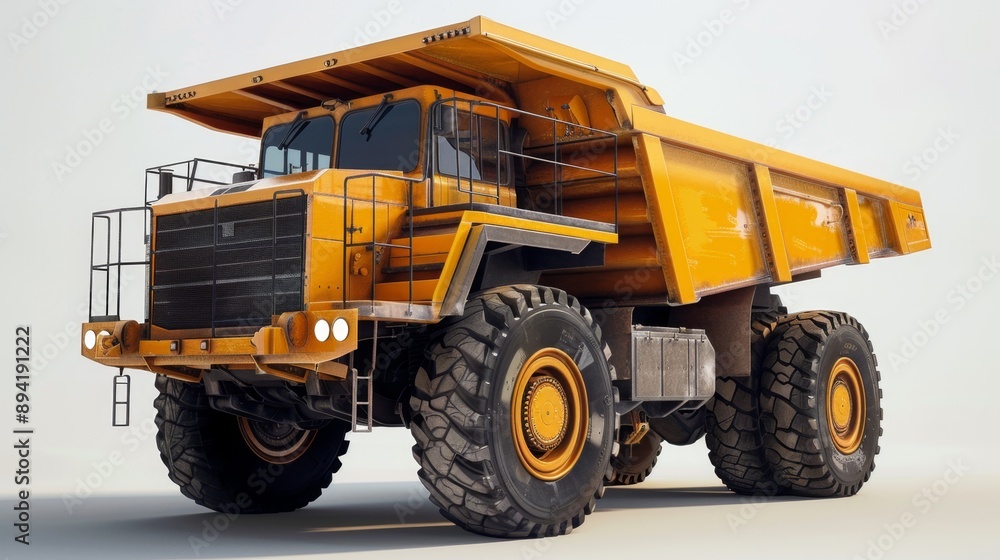Yellow Dump Truck Isolated On White Background. Yellow Dump Truck Isolated On White Background.