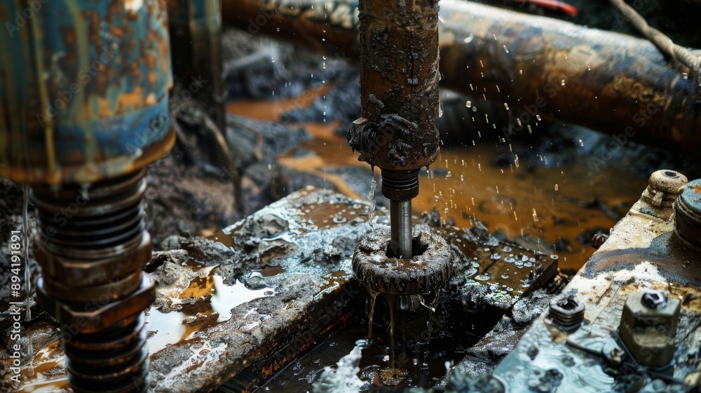 Water Droplets Dripping from a Driller. Water Droplets Dripping from a Driller.