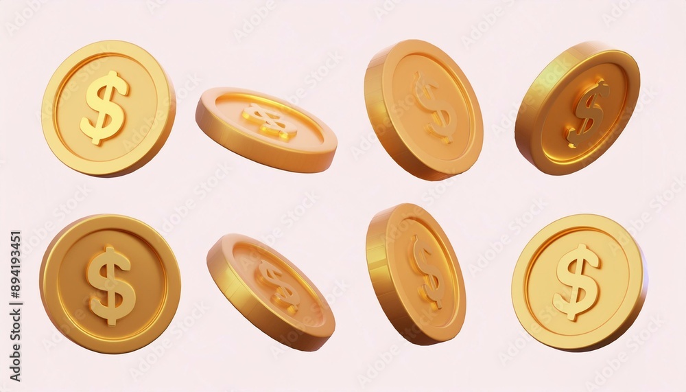 Gold Coins set. white background Gold Coins set. white background