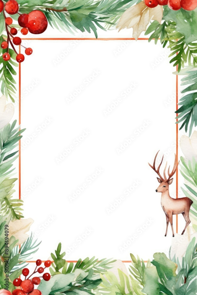 Christmas watercolor frame with winter branches, leaves and berries, illustration isolated on white background in vintage style. Festive frame for invitations or greeting cards. Christmas watercolor frame with winter branches, leaves and berries, illustration isolated on white background in vintage style. Festive frame for invitations or greeting cards.